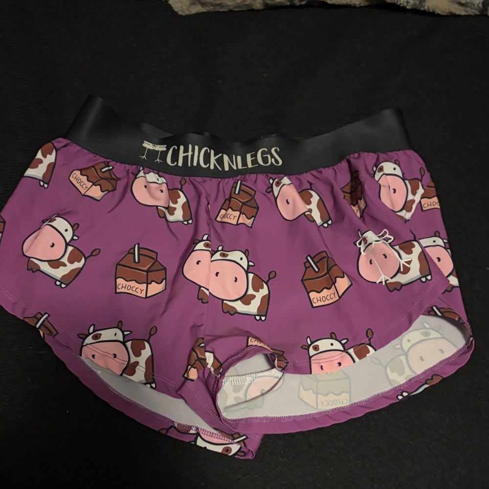 ChicknLegs Women's Purple Cow Print Athletic Shorts